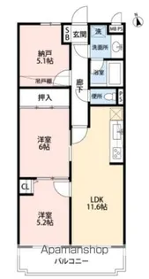 ライオンズマンション三郷第3【5階】の間取り