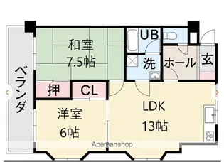 第7ゴトービル【411号室】の間取り
