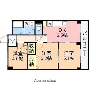 ハイツ船木【4階】の間取り