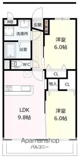 PRIME COURT【102号室】の間取り