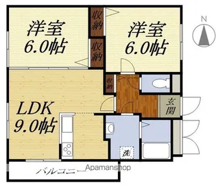 グレイスガーデン高尾Ⅱ【405号室】の間取り