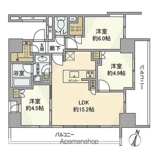シティハウス中野中央【8階】の間取り