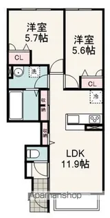 ナチューレ竜南 N棟【102号室】の間取り