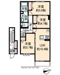 ROSE COURT C【202号室】の間取り