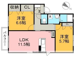 セフィラハイツⅡ C棟【2階】の間取り