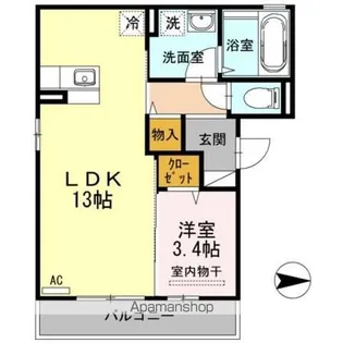 グラシューズ深津【3階】の間取り