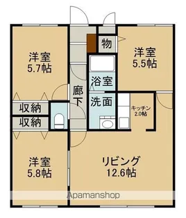 シティパレス的場【203号室】の間取り