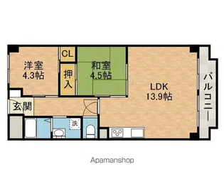 分譲シャルマンコーポ摂津富田【5階】の間取り