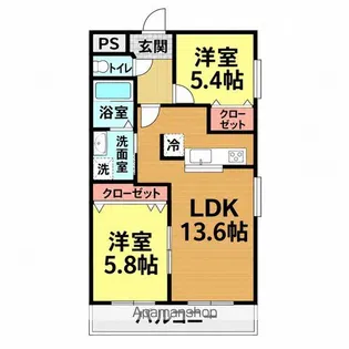 カテリーナ長府【1205号室】の間取り