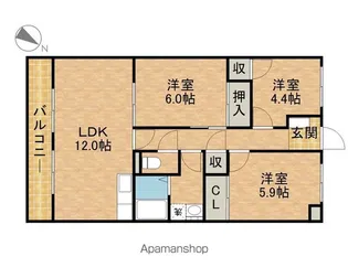長屋マンション【106号室】の間取り