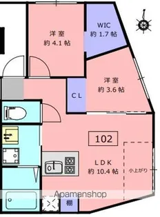 LOTUS NAKANOSHINBASHI【102号室】の間取り