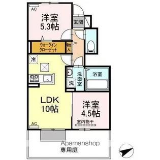 ナーブ観音寺【1階】の間取り