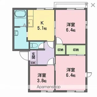 シャンゼリゼ大宮A棟【A102号室】の間取り