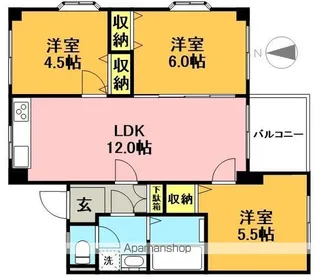 テルミニ宮脇【2B号室】の間取り
