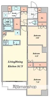 富久クロスコンフォートタワー【48階】の間取り