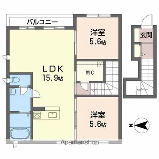 メゾンソレイユ【203号室】の間取り