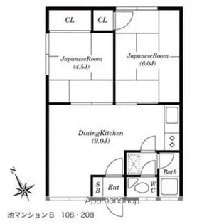 池マンションB【108号室】の間取り