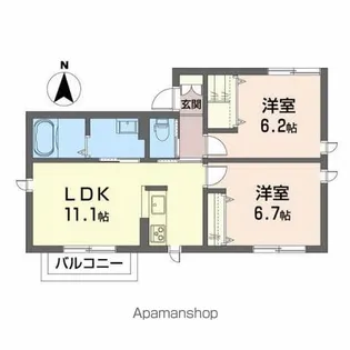 ジャルダン・ド・シエル アン【2階】の間取り