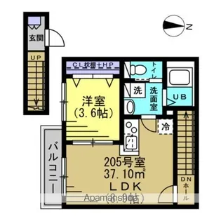 グリシーナ豊四季【2階】の間取り