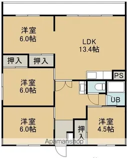 キャッスル富岡2号館【101号室】の間取り