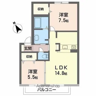シャーメゾン南春日丘Ⅲ【2階】の間取り