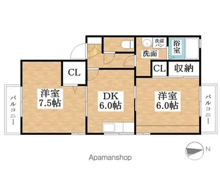 ヴィルヌーブ【2階】の間取り