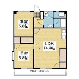 UKENA南久米【302.号室】の間取り