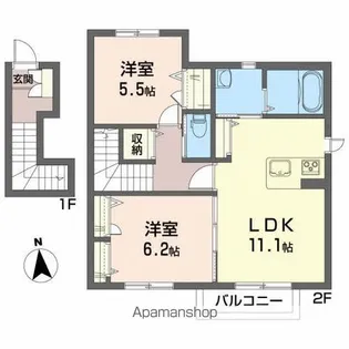 サウスグリーン【2階】の間取り