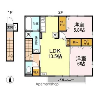 ジュレーム西石井 B棟【2階】の間取り