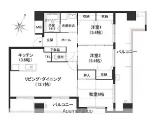 クラシオン地行【205号室】の間取り
