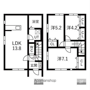 MEZY前九年Ⅰ【A-1号室】の間取り