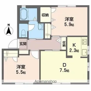 シャーメゾン・フレール A棟【1階】の間取り