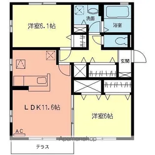 相原スクエアB区【104号室】の間取り