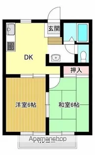 幸町・聖北ハイツ B棟【B101号室】の間取り