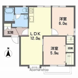 ウエストフィールド G棟【2階】の間取り