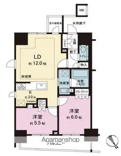 オープンレジデンシア四谷坂町【8階】の間取り