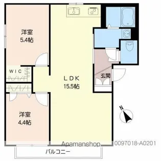 アンソレイユ【201号室】の間取り
