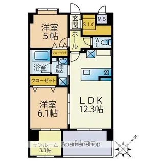 SUN・BLESSO塩原【5階】の間取り