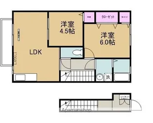 ローズコート阿部C・D棟【2階】の間取り