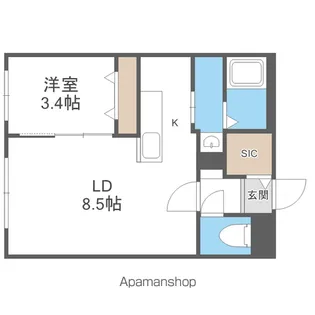 ライトベルー南9条ー【4階】の間取り