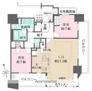 ザ・パークハウス上幟縮景園【8階】の間取り