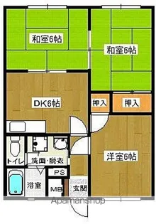 シエルテラス大王谷【203号室】の間取り
