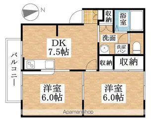 プレジールタクミA棟【102号室】の間取り