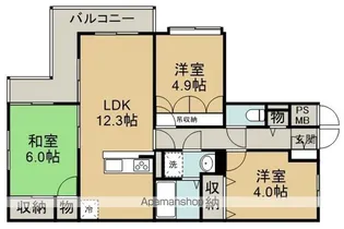 セザール第三上福岡【3階】の間取り