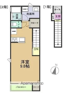 グリーンハイツ松魚田【202号室】の間取り