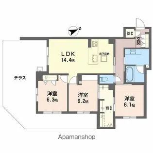 アルテーヌ浜寺元町【1階】の間取り