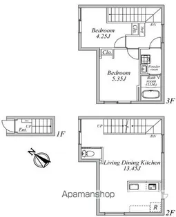 プラスドア東中野【2階】の間取り