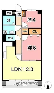 厚生町クラウンズマンション【6階】の間取り