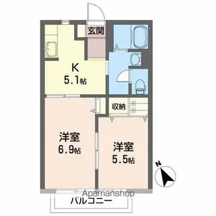 ガーデン・スクエア A【2階】の間取り
