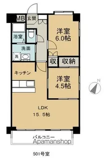 パルク出汐【501号室】の間取り